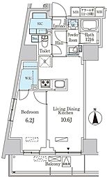 パークアクシス池袋 1LDKの間取図画像