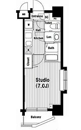 グランド・ガーラ池袋 3階1Kの間取り