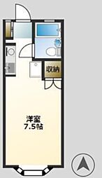 メゾン片倉 1階ワンルームの間取り