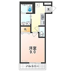 フジパレス南清水町サウス 1Kの間取図画像