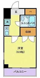 東武亀戸線 小村井駅 徒歩4分の賃貸マンション 1階1Kの間取り