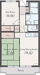 フォンテーヌ 2LDKの間取図画像