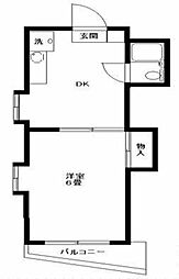 アーバンハイツ 2階1DKの間取り