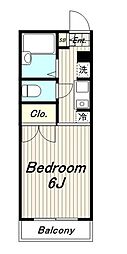 セントラルアパート 1Kの間取図画像