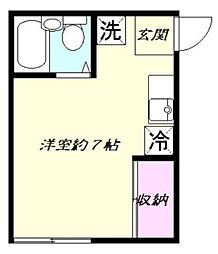 ジュネス香和C棟 2階ワンルームの間取り