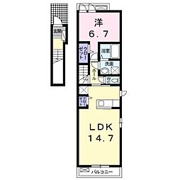 プリムローズ二色1 1LDKの間取図画像