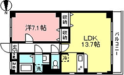アンプルールフェール立川 1LDKの間取図画像