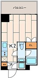 プレミアムレジデンスカワサキ 1Kの間取図画像