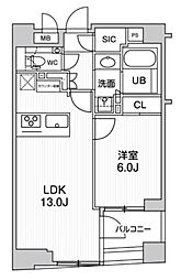 シーズンフラッツ日本橋人形町プレミア 10階1LDKの間取り
