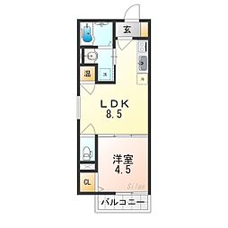 メゾンボヌス 1LDKの間取図画像