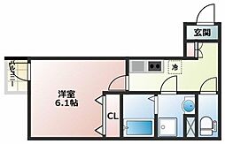 プルミエII 3階1Kの間取り