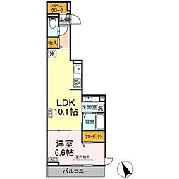 D Paina 中野島IIIA 1LDKの間取図画像