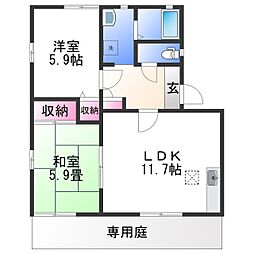 グラン・ファーム 1階2LDKの間取り