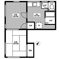 コーポ東和 2階2DKの間取り