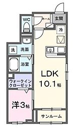 ヒカルサ上尾上ウエスト 1LDKの間取図画像