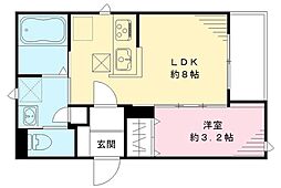ルミエール本町 1階1LDKの間取り