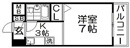 グロースコート香里園 1Kの間取図画像