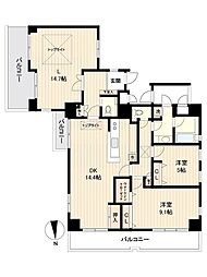 芝公園アパートメント 3LDKの間取図画像