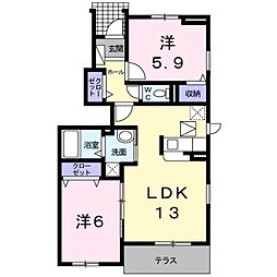 メゾンドプラリネ 2LDKの間取図画像