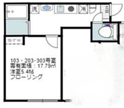 プリモつるみ 1階1Kの間取り