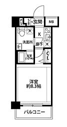 プレール・ドゥーク志村坂上II 3階1Kの間取り