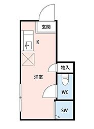 サークルハウス東松原 ワンルームの間取図画像
