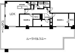 クインズコート新宿 8階2LDKの間取り