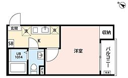 エトワール鶴ヶ島 1階1Kの間取り