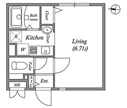 MODULOR池上 2階1Kの間取り