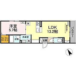 ドムスクレスト共和 1LDKの間取図画像
