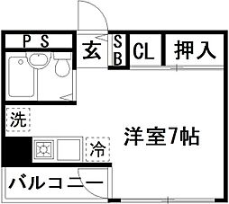 ラポールヤマミツ ワンルームの間取図画像