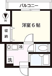 中道ハイツ 1Kの間取図画像