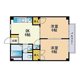 ニューシティむつみ 1階2DKの間取り