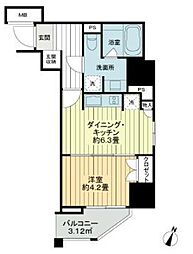 ライオンズ千代田岩本町ミレス 1DKの間取図画像