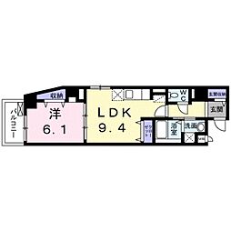 フェリオ・ヴィヴァーチェ 6階1LDKの間取り