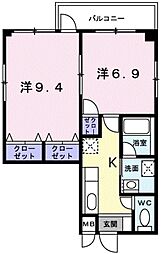 パレスマーメイド 2階2Kの間取り