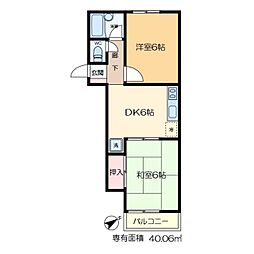 メゾン・ヤマリ2 2DKの間取図画像