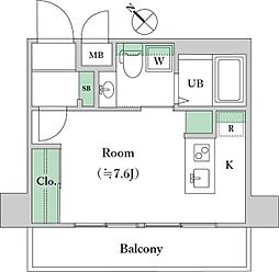 パークノヴァ横浜弐番館 ワンルームの間取図画像