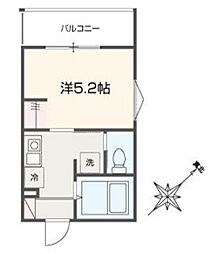 MELLAS黄金町 1Kの間取図画像