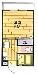 ソフィア秋津 2階1Kの間取り