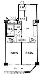 京成サンコーポ勝田台C棟 2DKの間取図画像