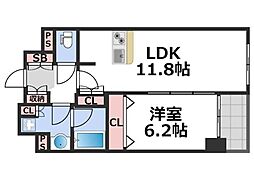 Osaka Metro千日前線 鶴橋駅 徒歩3分の賃貸マンション 2階1LDKの間取り