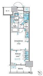 パークアクシス豊洲キャナル 1DKの間取図画像
