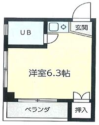 パークハイムK 3階ワンルームの間取り