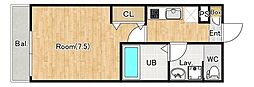 さいたま市中央区本町西3丁目アパート 1Kの間取図画像