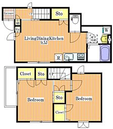 ピオーネ前野 2階2DKの間取り