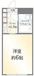 オセアニック 1Kの間取図画像