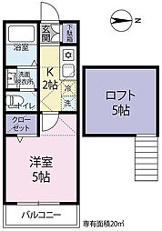 プレミアコート原木中山 1Kの間取図画像
