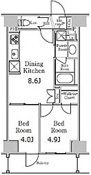 レジディア千駄木 3階2DKの間取り
