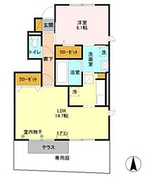 クレセントD 1LDKの間取図画像